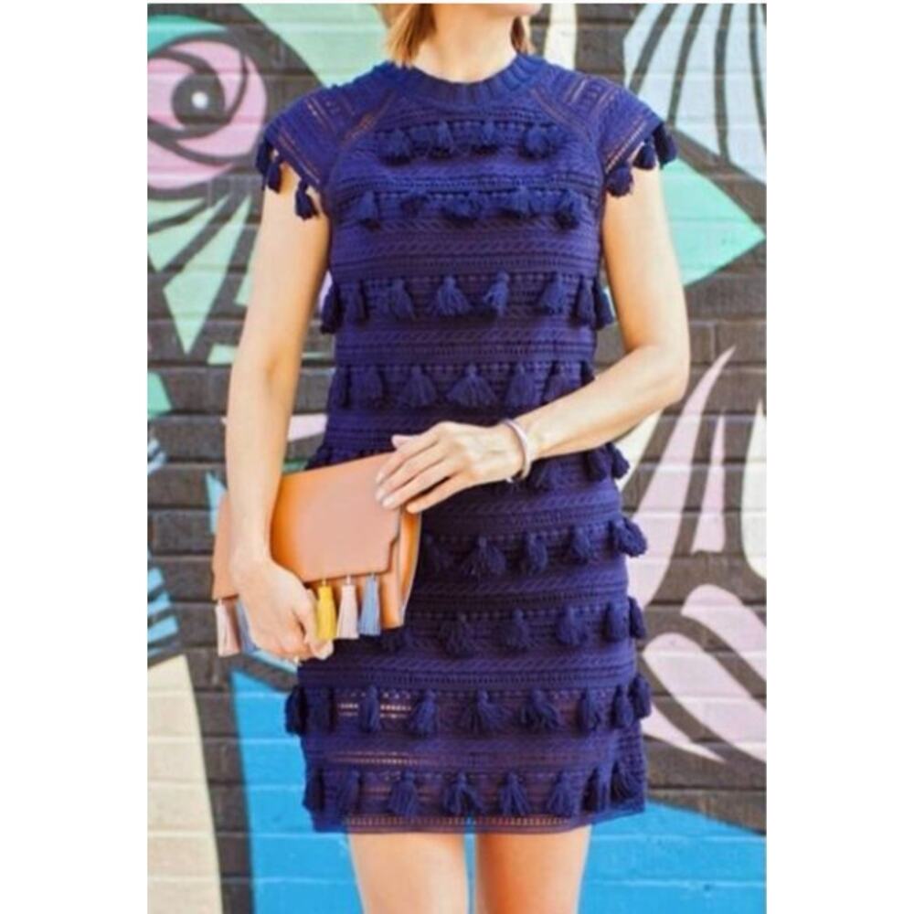 Sea New‎ York Dress 4 Navy Eyelet and Tassle Sheath Dress